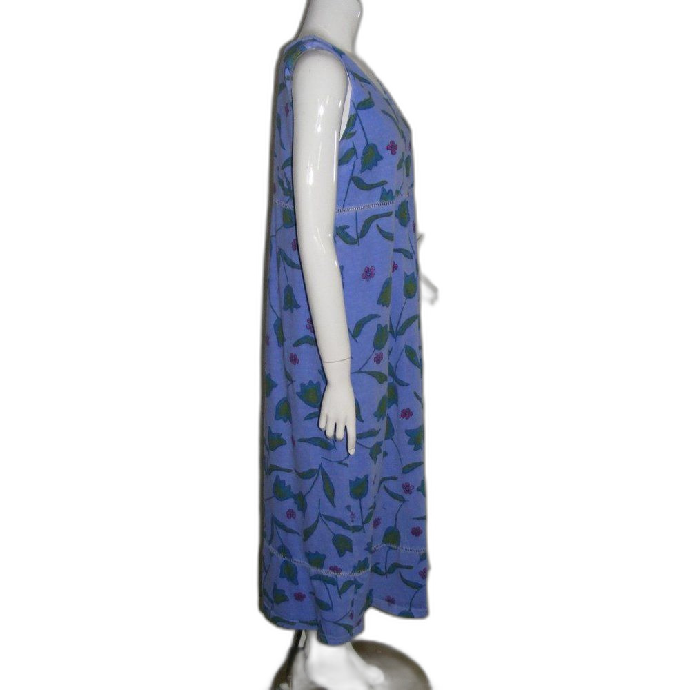 Vintage Fresh Produce Dress, L, Tulips, Blue, Midi, Pockets, Open Crochet Waist - Picture 7 of 13